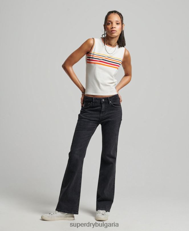 Superdry облекло N00H3876 черен Жени тънки дънки със средна височина от органичен памук