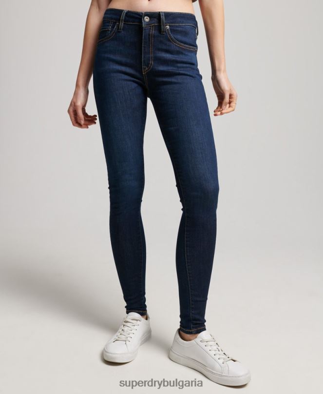 Superdry облекло N00H3877 тъмно синьо Жени тесни дънки със средна височина от органичен памук