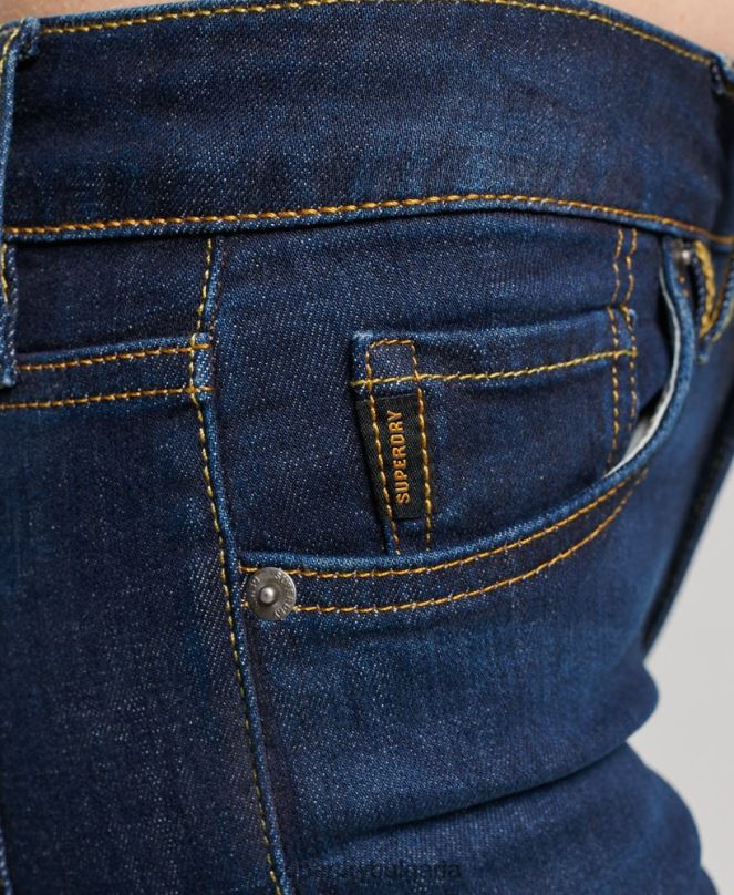Superdry облекло N00H3877 тъмно синьо Жени тесни дънки със средна височина от органичен памук