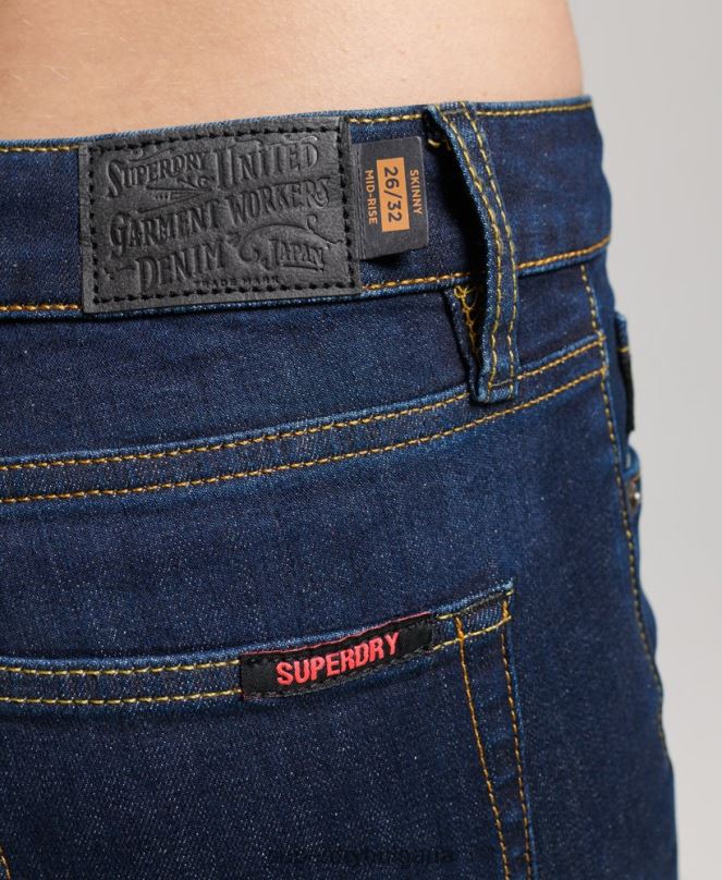 Superdry облекло N00H3877 тъмно синьо Жени тесни дънки със средна височина от органичен памук