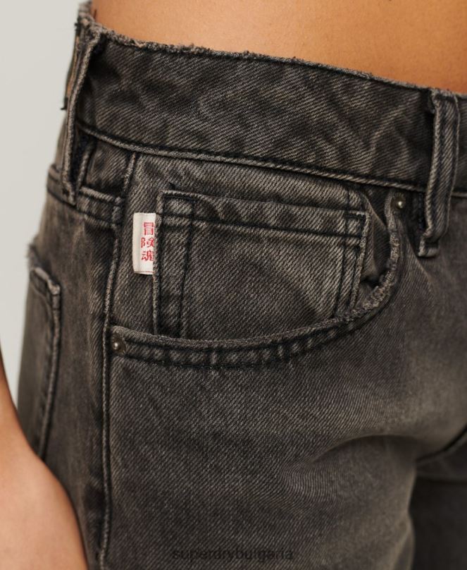 Superdry облекло N00H3879 сиво Жени широки дънки от органичен памук