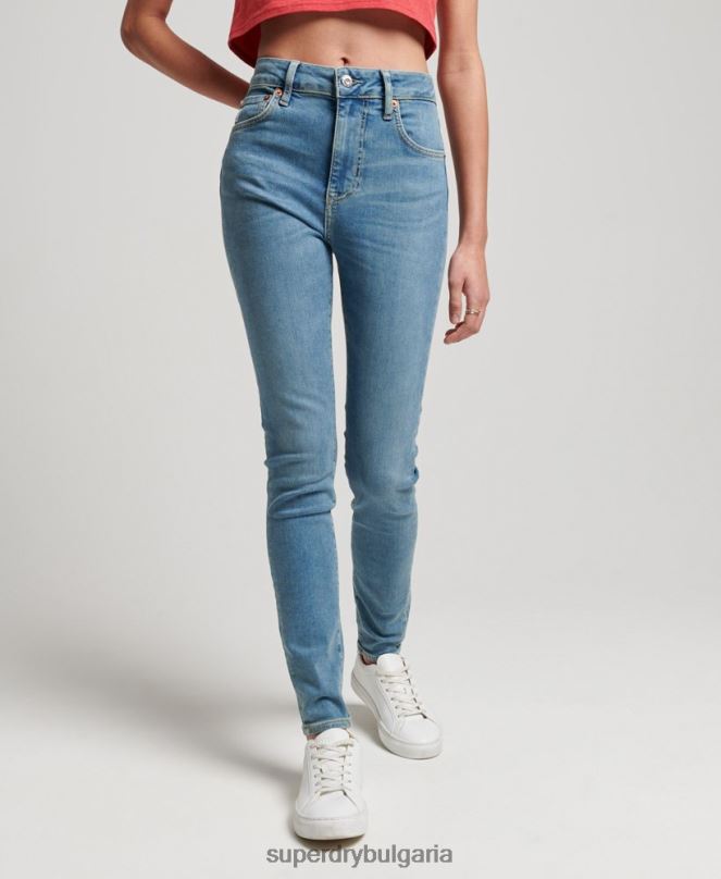 Superdry облекло N00H3880 син Жени тесни дънки от органичен памук с висока талия
