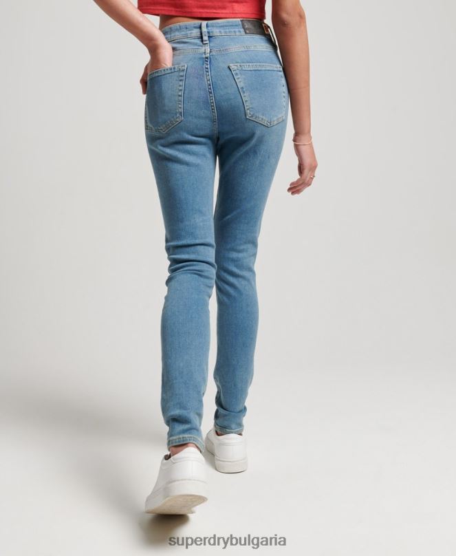 Superdry облекло N00H3880 син Жени тесни дънки от органичен памук с висока талия
