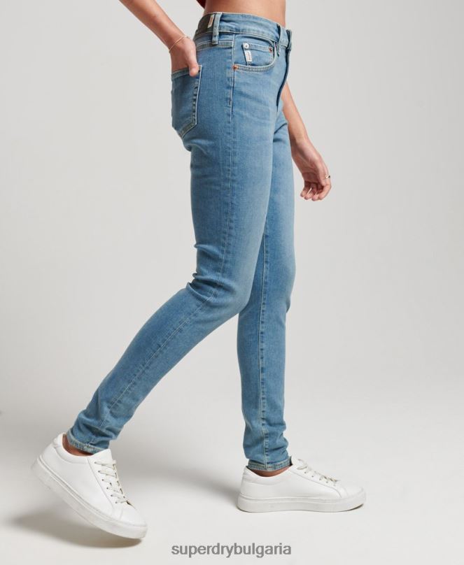 Superdry облекло N00H3880 син Жени тесни дънки от органичен памук с висока талия