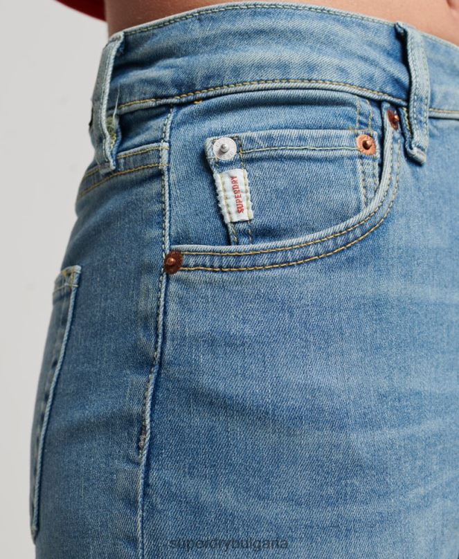Superdry облекло N00H3880 син Жени тесни дънки от органичен памук с висока талия