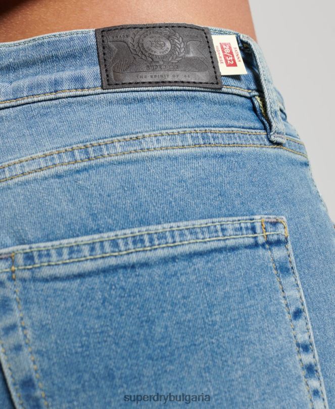 Superdry облекло N00H3880 син Жени тесни дънки от органичен памук с висока талия