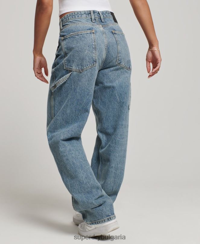 Superdry облекло N00H3881 светло синьо Жени реколта дърводелски дънки от органичен памук