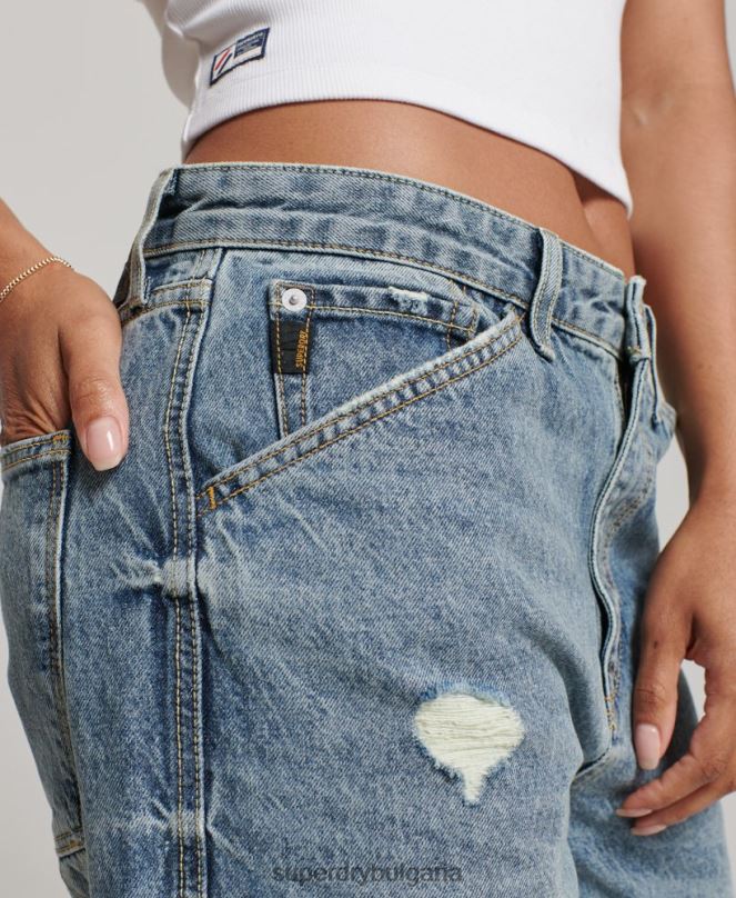 Superdry облекло N00H3881 светло синьо Жени реколта дърводелски дънки от органичен памук