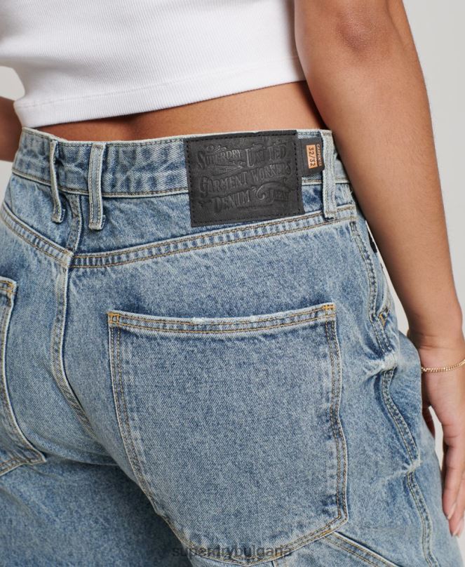 Superdry облекло N00H3881 светло синьо Жени реколта дърводелски дънки от органичен памук