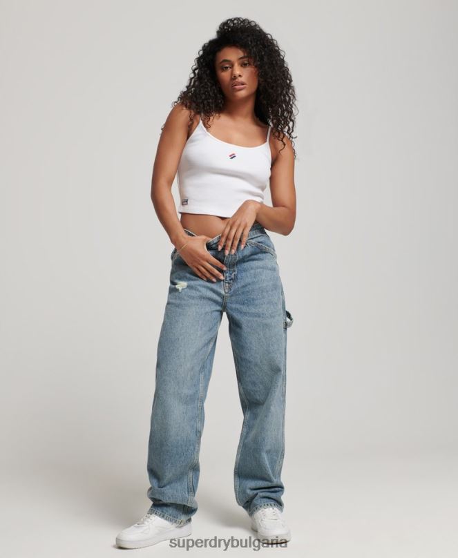 Superdry облекло N00H3881 светло синьо Жени реколта дърводелски дънки от органичен памук