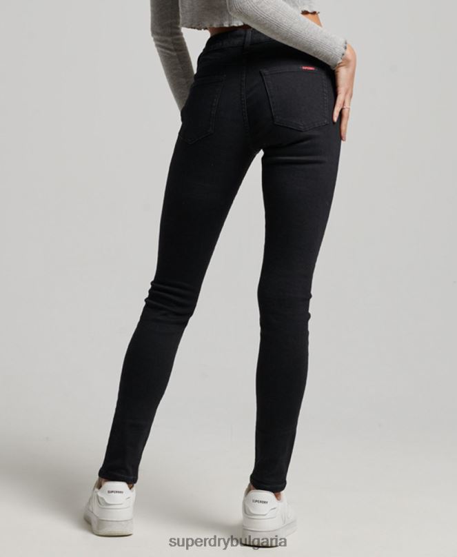 Superdry облекло N00H3882 черен Жени тесни дънки със средна височина от органичен памук