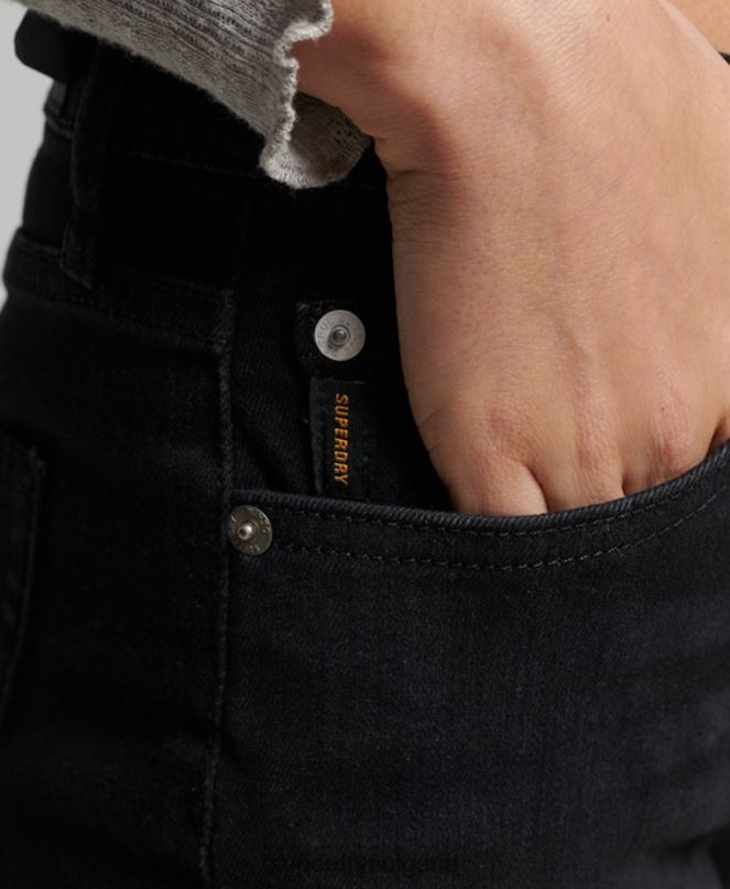 Superdry облекло N00H3882 черен Жени тесни дънки със средна височина от органичен памук