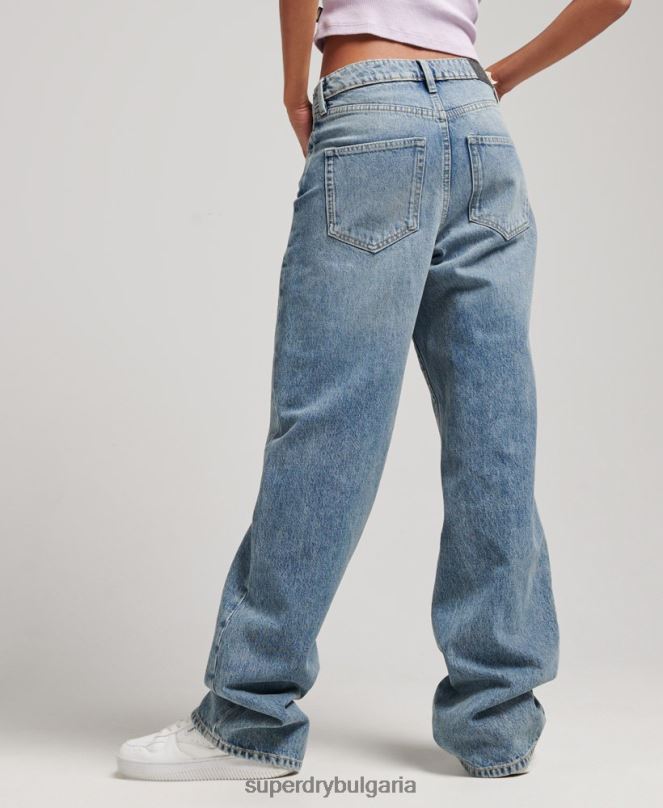 Superdry облекло N00H3884 светло синьо Жени широки дънки от органичен памук