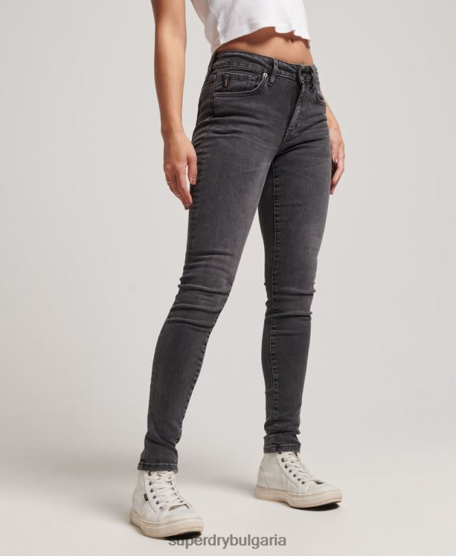 Superdry облекло N00H3885 черен Жени тесни дънки със средна височина от органичен памук