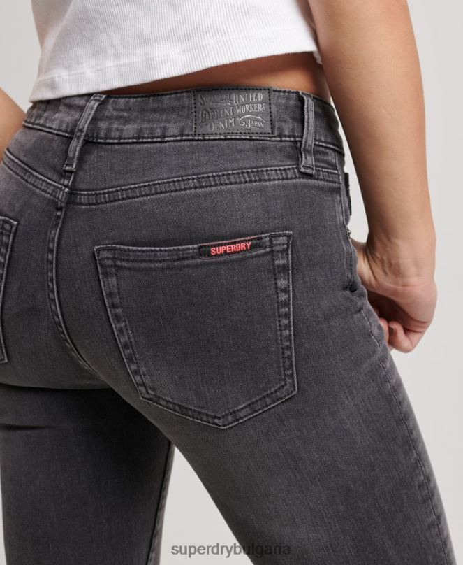 Superdry облекло N00H3885 черен Жени тесни дънки със средна височина от органичен памук