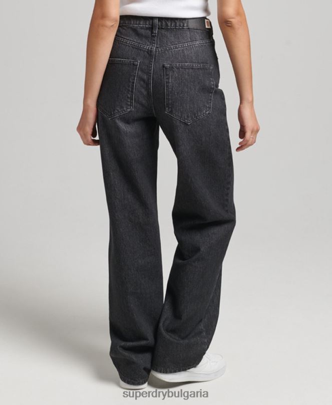 Superdry облекло N00H3886 черен Жени широки дънки от органичен памук