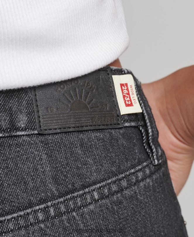 Superdry облекло N00H3886 черен Жени широки дънки от органичен памук
