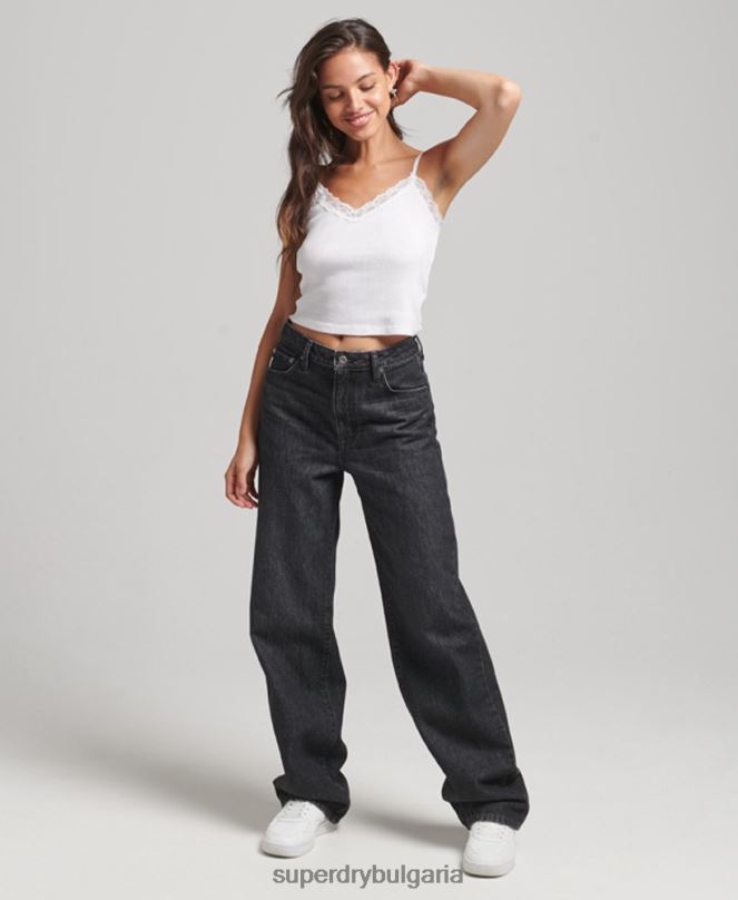 Superdry облекло N00H3886 черен Жени широки дънки от органичен памук