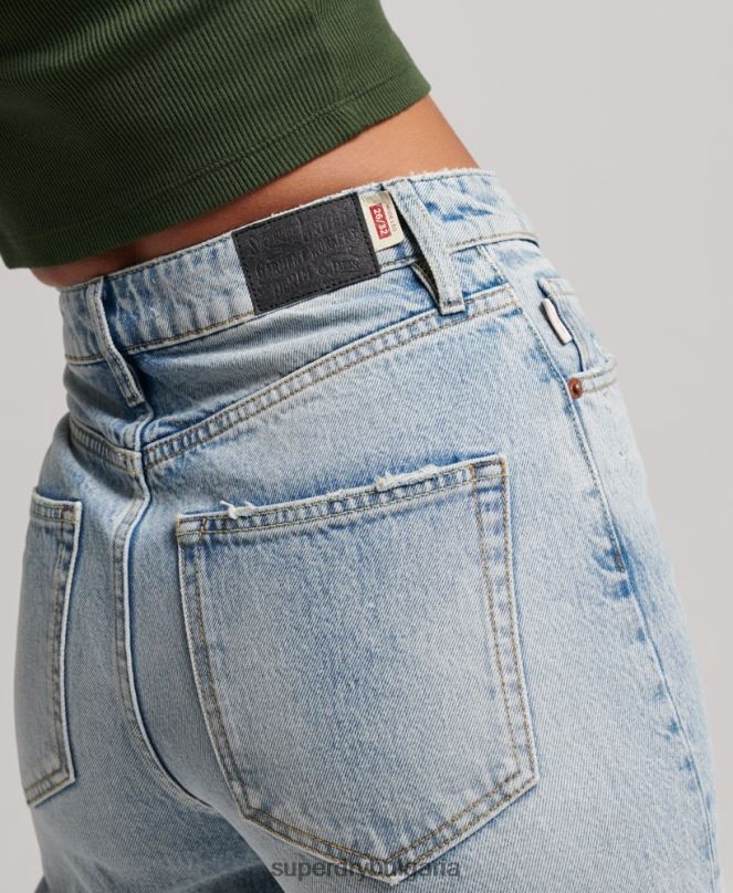 Superdry облекло N00H3888 светло синьо Жени широки дънки от органичен памук