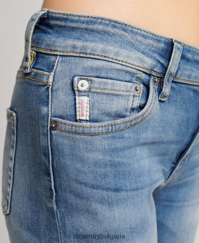 Superdry облекло N00H3890 тъмно синьо Жени тесни дънки със средна височина от органичен памук