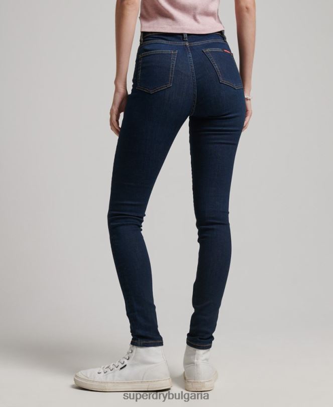 Superdry облекло N00H3891 тъмно синьо Жени тесни дънки от органичен памук с висока талия