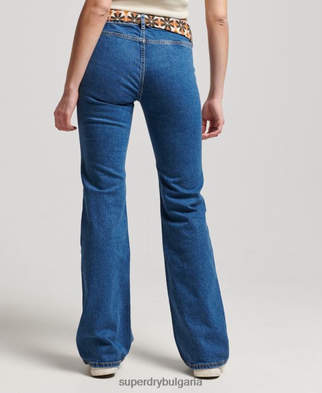 Superdry облекло N00H3893 тъмно синьо Жени ретро дънки с ниска талия от органичен памук