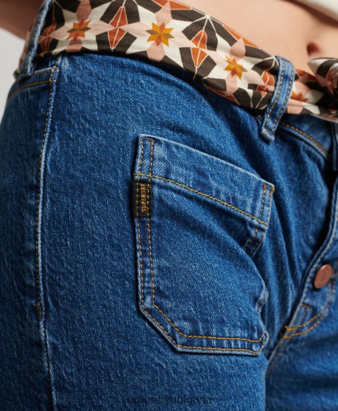 Superdry облекло N00H3893 тъмно синьо Жени ретро дънки с ниска талия от органичен памук