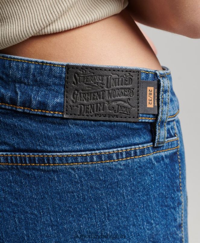 Superdry облекло N00H3893 тъмно синьо Жени ретро дънки с ниска талия от органичен памук