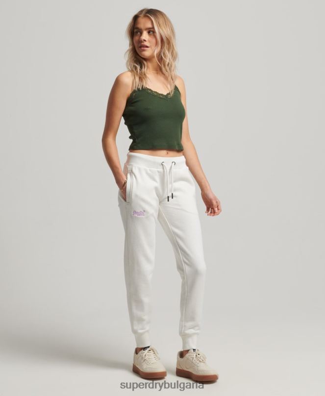Superdry облекло N00H2308 бяло Жени джогинг ретро бродирани лого