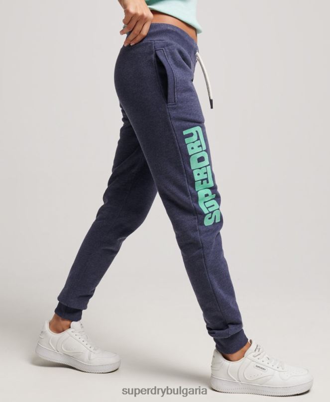 Superdry облекло N00H3916 военноморски флот Жени кали изрязани нечеткани джогинг