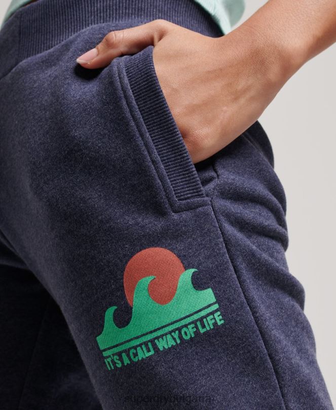 Superdry облекло N00H3916 военноморски флот Жени кали изрязани нечеткани джогинг