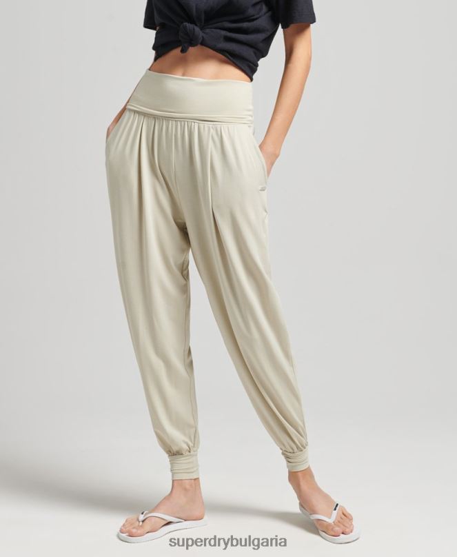 Superdry облекло N00H3946 бежово Жени студио hareem joggers