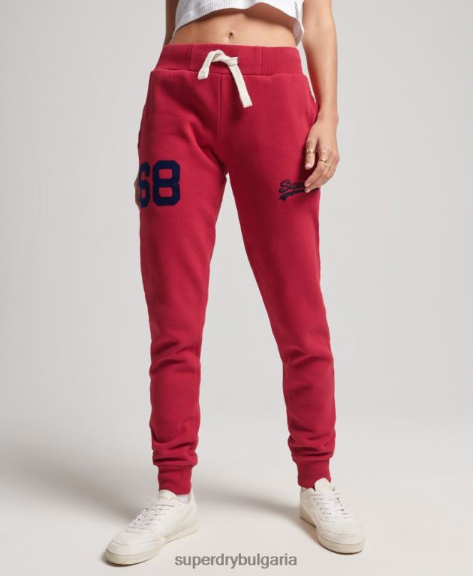 Superdry облекло N00H6574 червен Жени колежански джогинг с ретро лого