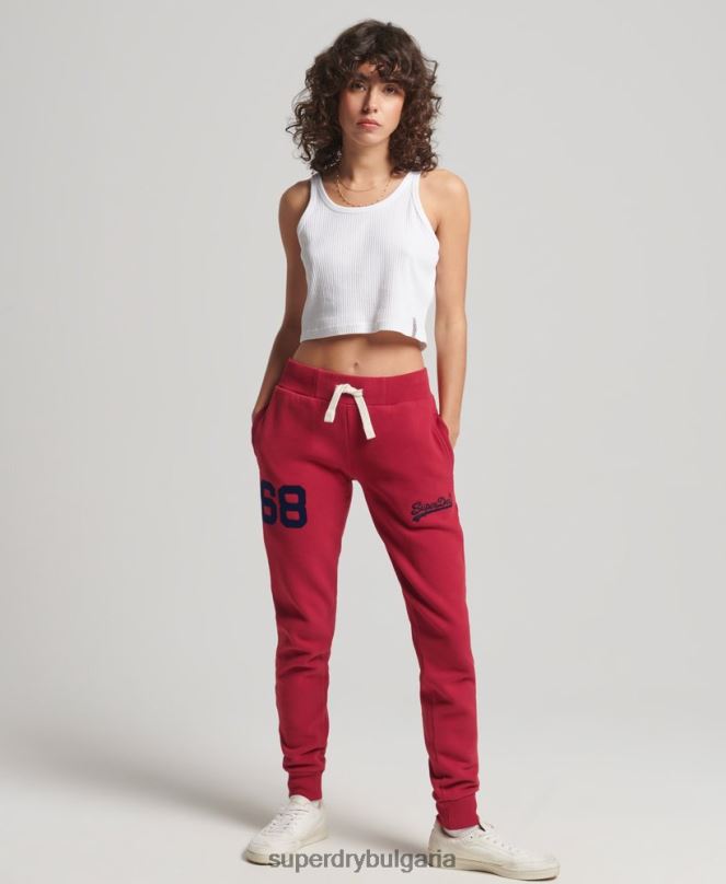 Superdry облекло N00H6574 червен Жени колежански джогинг с ретро лого