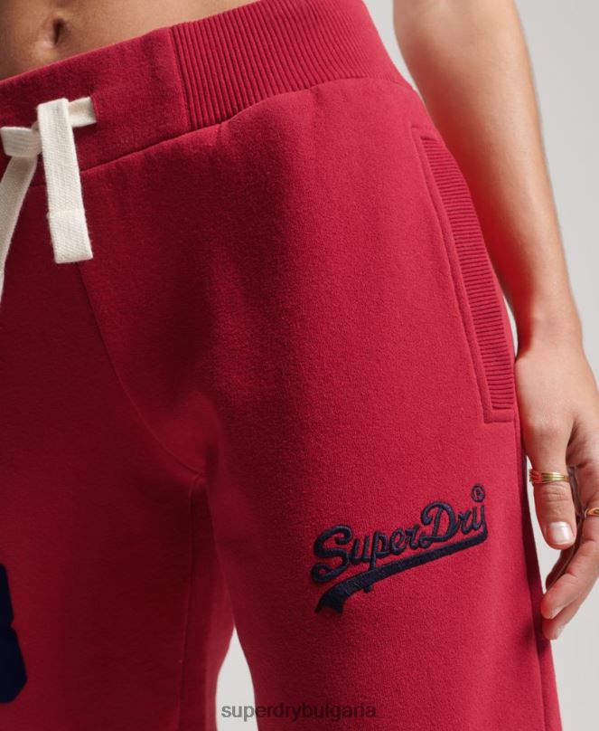 Superdry облекло N00H6574 червен Жени колежански джогинг с ретро лого