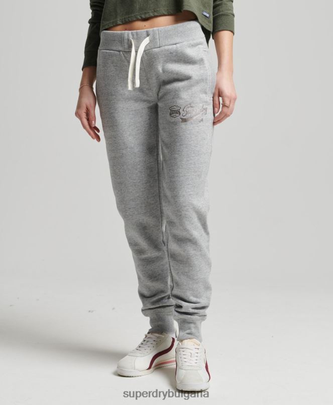 Superdry облекло N00H6578 сиво Жени студентски джогинг стил на винтидж сценарий