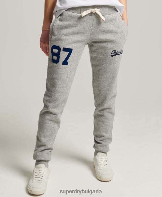 Superdry облекло N00H6656 сиво Жени колежански джогинг с ретро лого