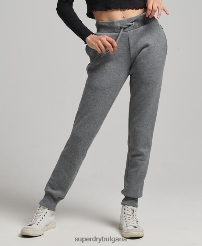 Superdry облекло N00H6675 сиво Жени лого за джогинг от органичен памук