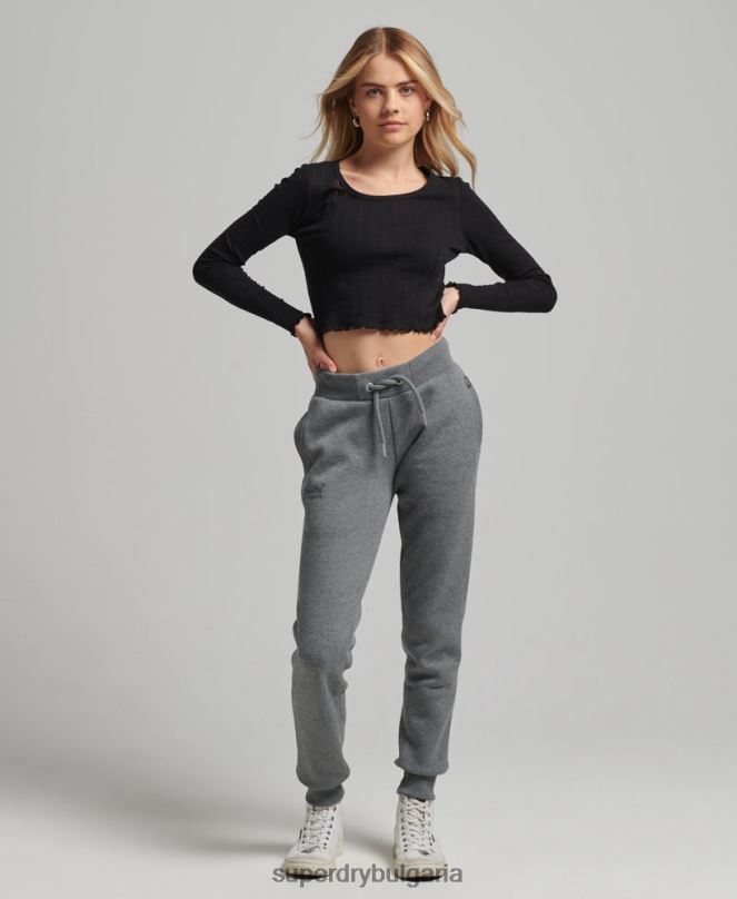 Superdry облекло N00H6675 сиво Жени лого за джогинг от органичен памук