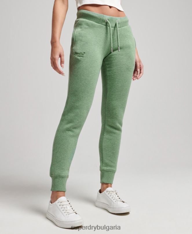 Superdry облекло N00H6704 зелено Жени лого за джогинг от органичен памук
