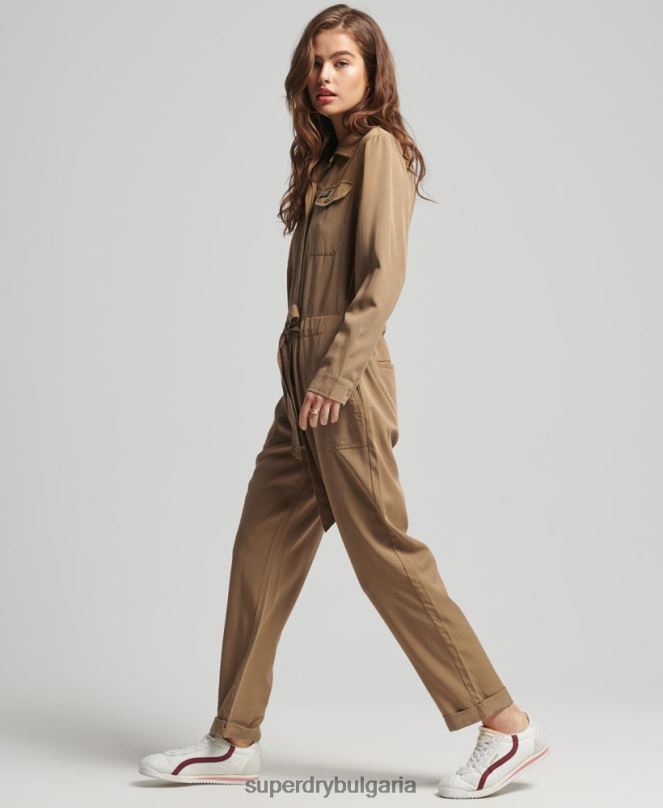 Superdry облекло N00H2295 кафяво Жени ретро тенсел тъкан бойлер костюм