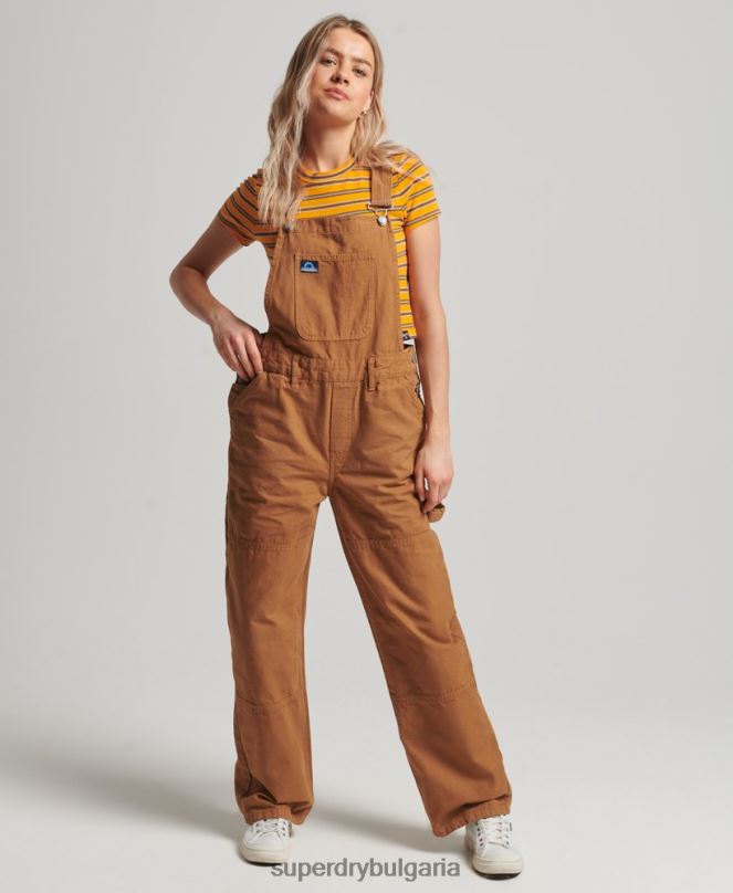 Superdry облекло N00H4094 кафяво Жени ретро дърводелски гащеризон