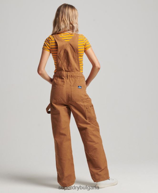 Superdry облекло N00H4094 кафяво Жени ретро дърводелски гащеризон