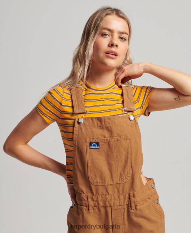 Superdry облекло N00H4094 кафяво Жени ретро дърводелски гащеризон