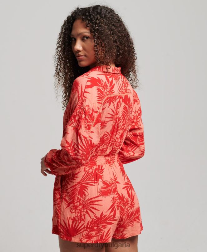 Superdry облекло N00H4097 корал Жени ретро костюм за плаж