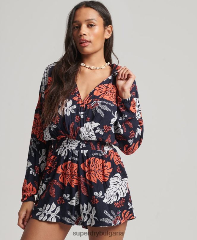 Superdry облекло N00H4098 военноморски флот Жени ретро костюм за плаж