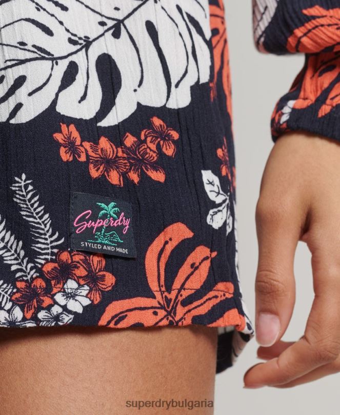 Superdry облекло N00H4098 военноморски флот Жени ретро костюм за плаж