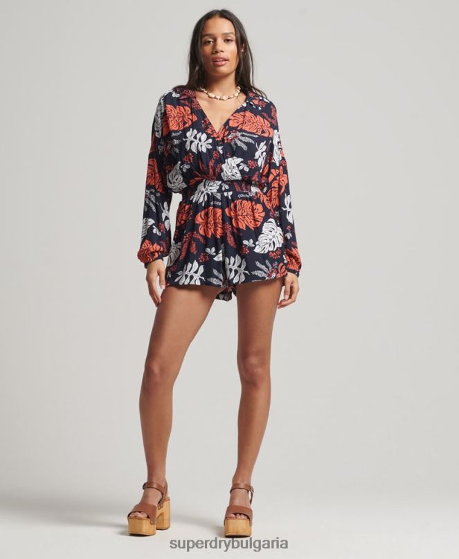 Superdry облекло N00H4098 военноморски флот Жени ретро костюм за плаж