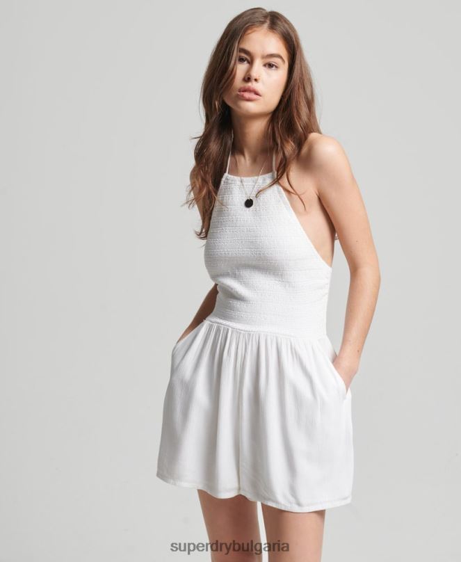 Superdry облекло N00H4101 бяло Жени ретро пушен костюм с деколте