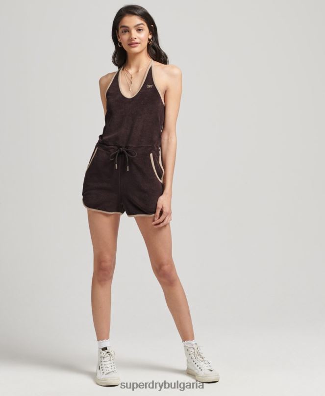 Superdry облекло N00H4103 кафяво Жени ретро хавлиен костюм за игра